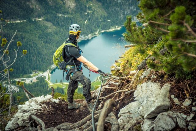 View from Via ferrata Intersport Klettersteig on Lake Gosau